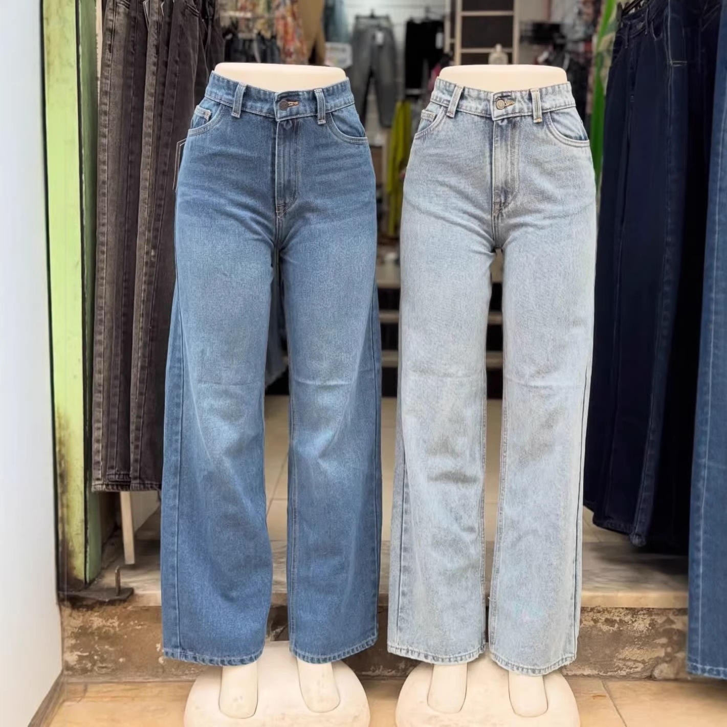 Women's Winter Mid Rise Loose Flared Cargo Jeans Denim Pants Quick Dry Spandex/Cotton American Style Retro thumbnail 4