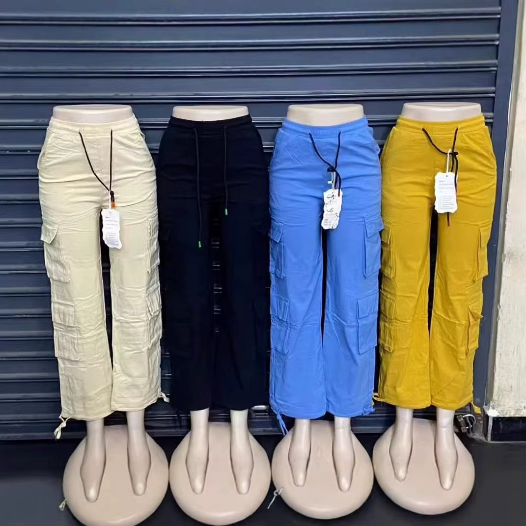 Women's Winter Mid Rise Loose Flared Cargo Jeans Denim Pants Quick Dry Spandex/Cotton American Style Retro thumbnail 5