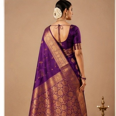 Saree (Kanjivaram Silk, Purple) thumbnail 2