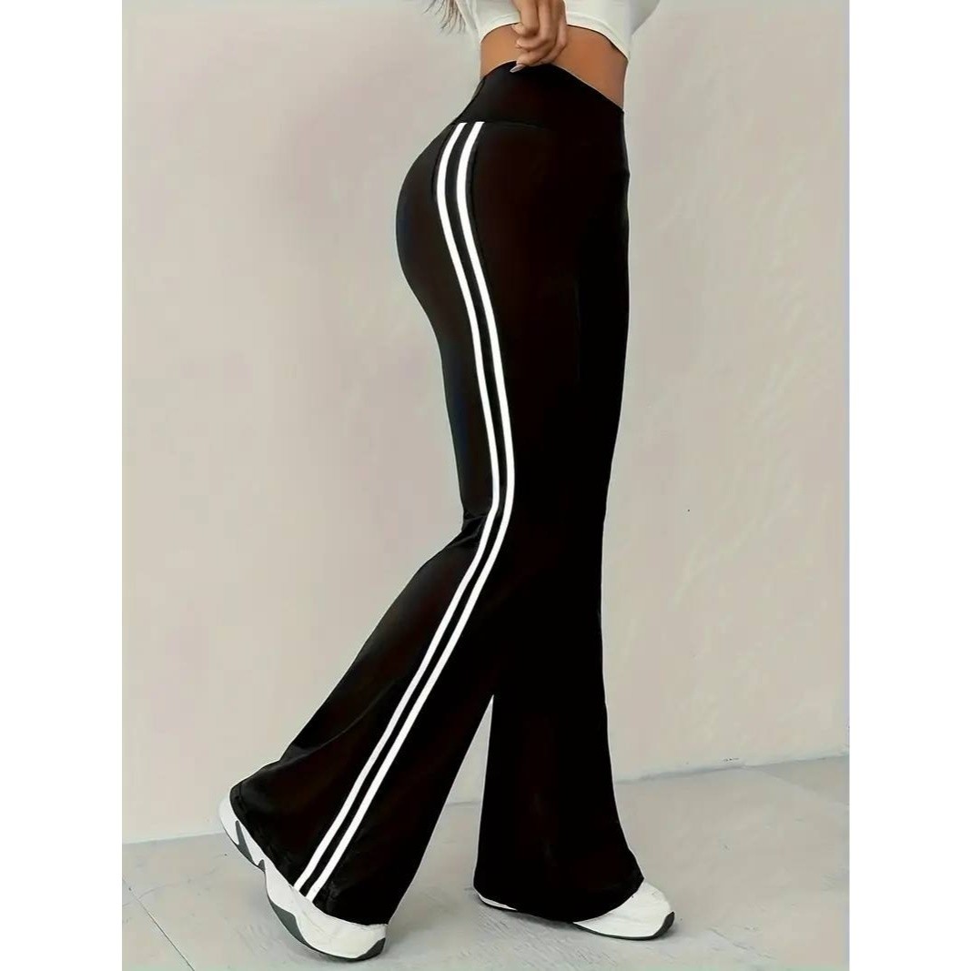 Women's High Waist Elastic Waist Dipped Wide Leg Solid Breathable Casual Pants Full Length Summer New Straight Slim American thumbnail 2