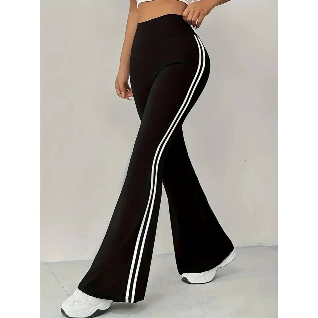 Women's High Waist Elastic Waist Dipped Wide Leg Solid Breathable Casual Pants Full Length Summer New Straight Slim American thumbnail 3