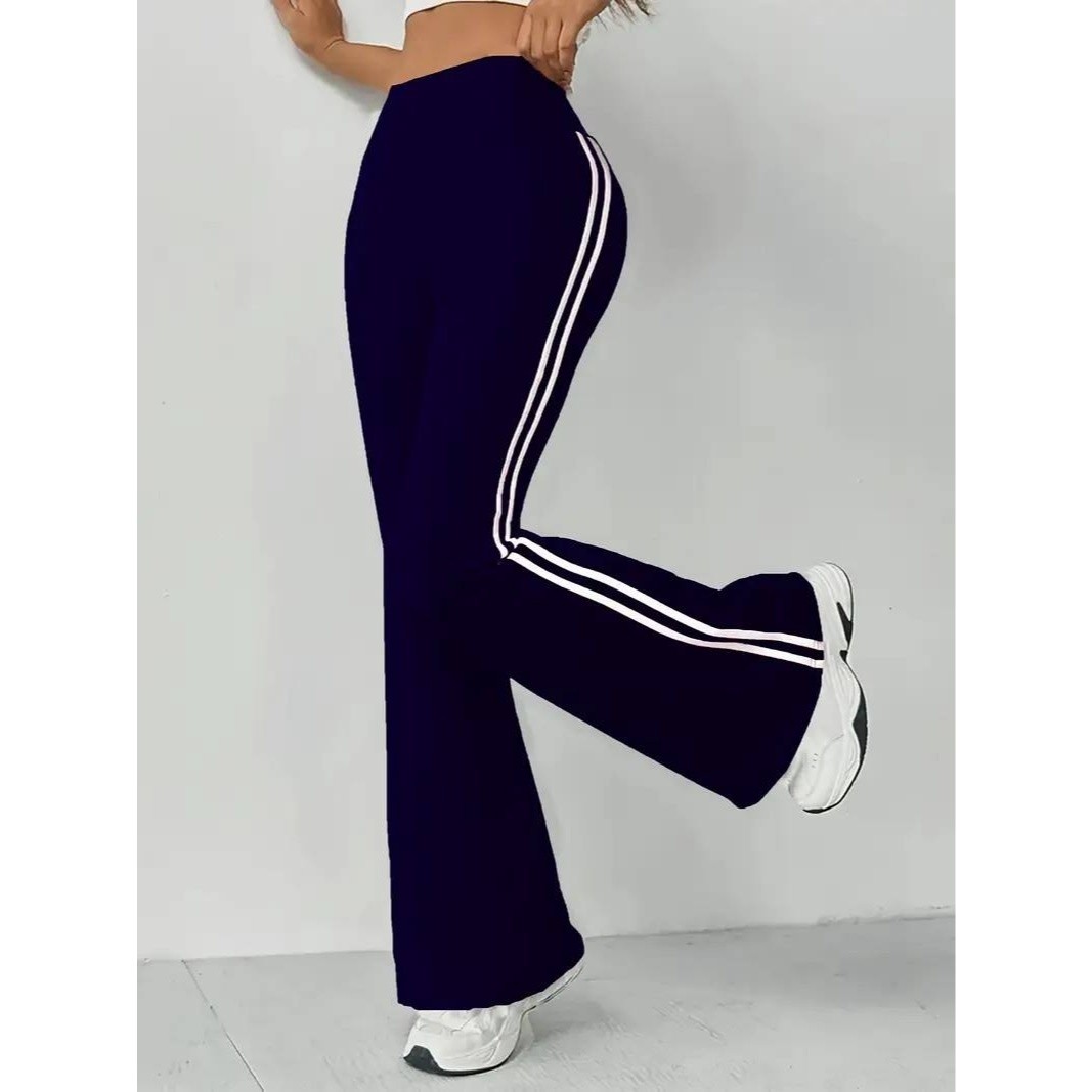 Women's High Waist Elastic Waist Dipped Wide Leg Solid Breathable Casual Pants Full Length Summer New Straight Slim American thumbnail 4